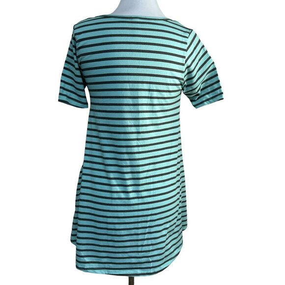 Lularoe Simply Comfortable Pullover Striped Short Sleeve Tunic Top Sz XXS - Picture 4 of 7